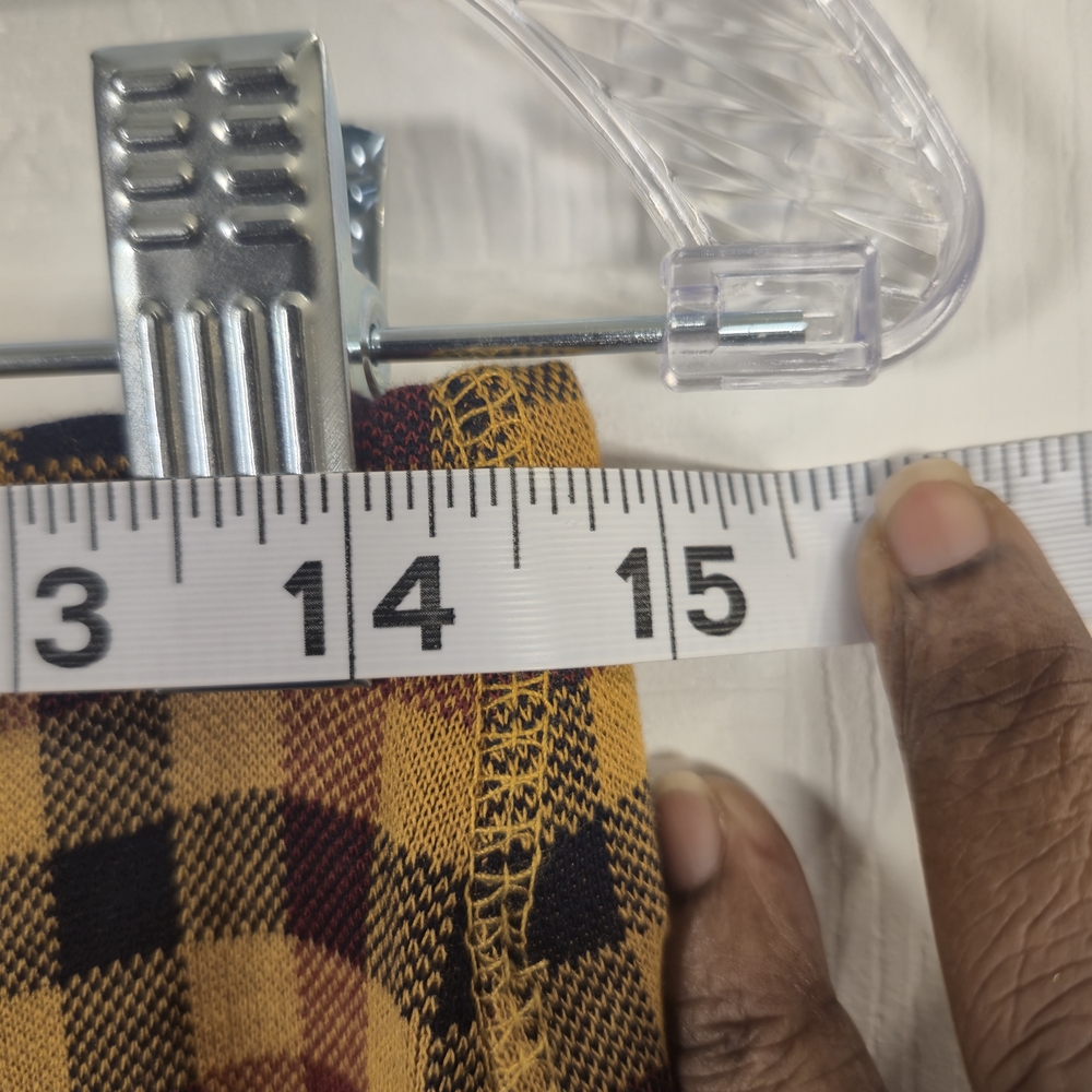 Philosophy Republic Mustard & Burgundy Plaid Flare High Waist Pants Size: M - Picture 9 of 10
